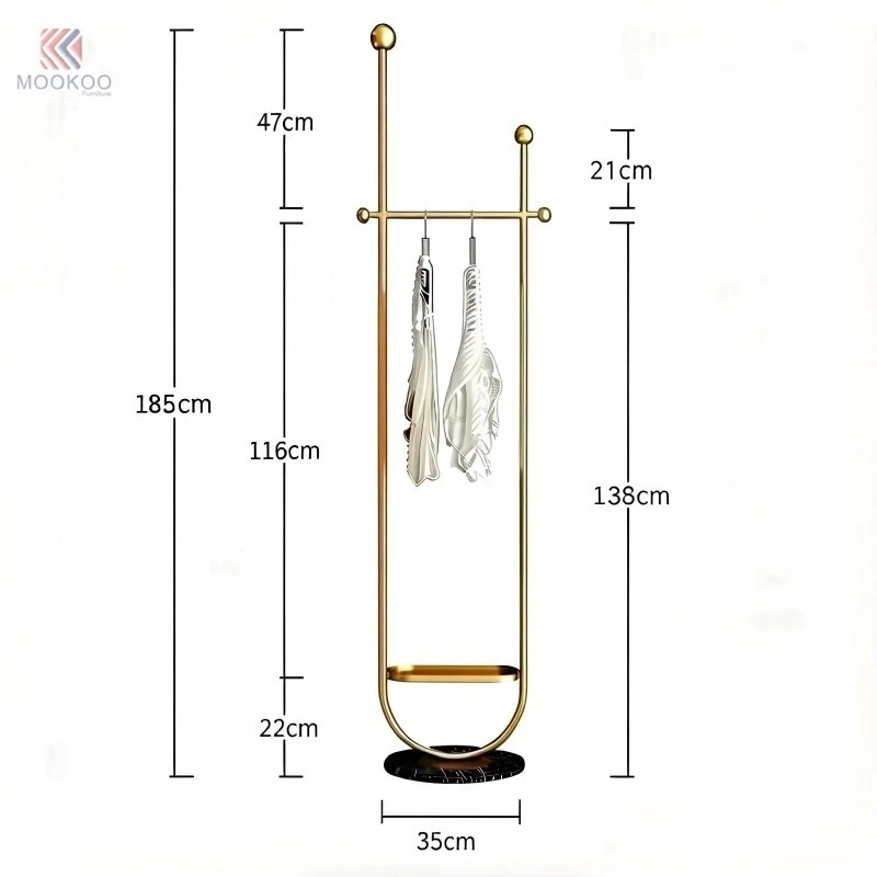 Luxury Golden Metal Coat Rack Stand Umbrella Holder Modern Entryway Hall Tree With Bottom Shelf Marble Base price