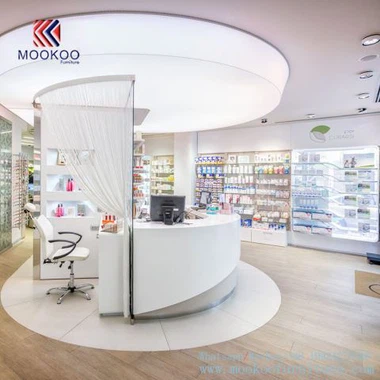 LEDライトが付いている薬学の店の表示家具